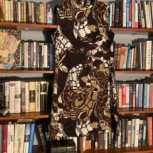 Vintage Toni Todd 60s-70s Sleeveless Giraffe Graphic Print Polyester Shift Dress